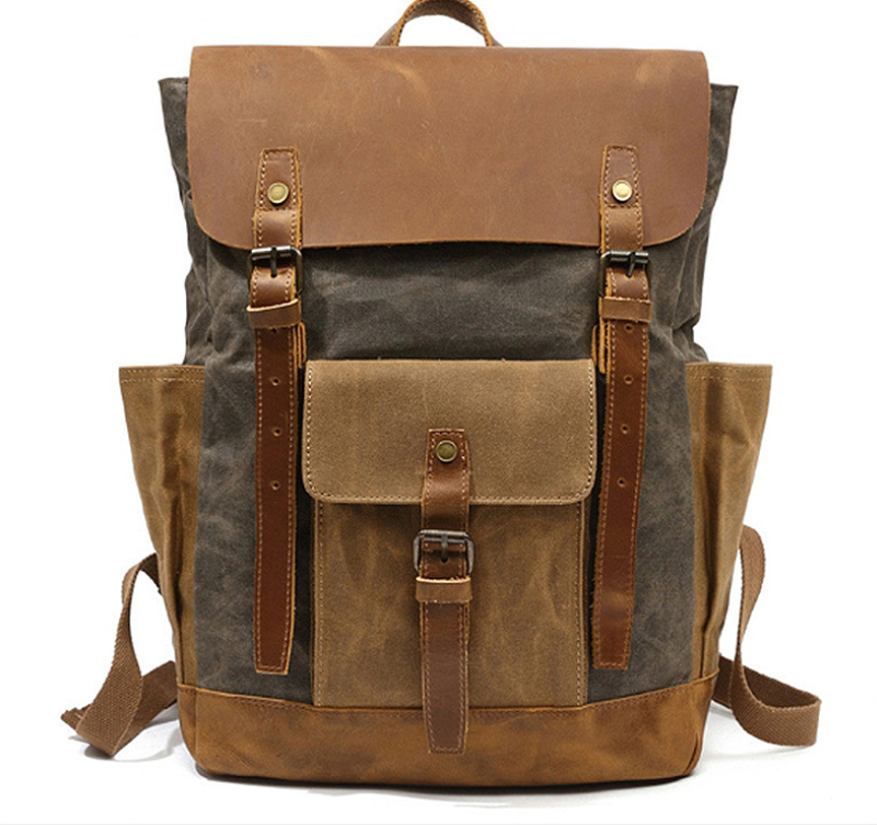 Vintage style canvas leather backpack Vintage style canvas leather backpack