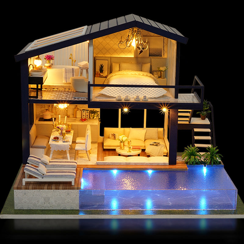 Kit fai da te per casa delle bambole in miniatura in scala 1:24, casa giapponese in legno, lodge, con copertura antipolvere - Italia Kit fai da te per casa delle bambole in miniatura in scala 1:24, casa giapponese in legno, lodge, con copertura antipolvere - Italia